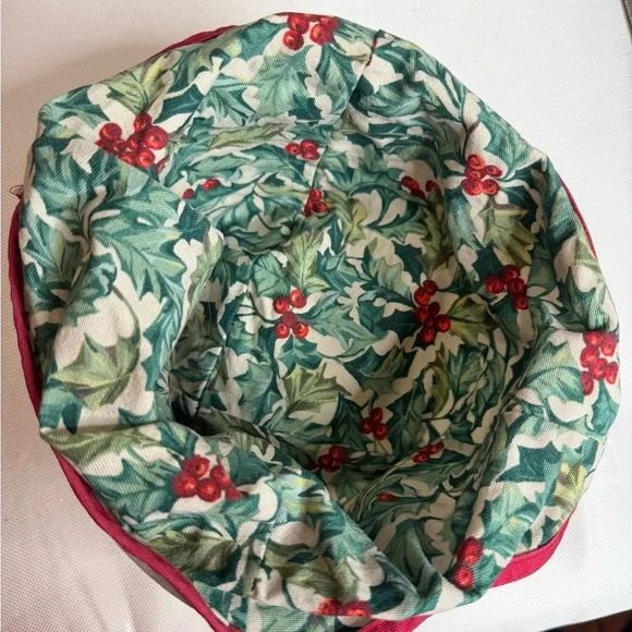 2003 Longaberger Red and Green Hand-Woven Basket w Liner & Bell Ornament - Picture 3 of 9